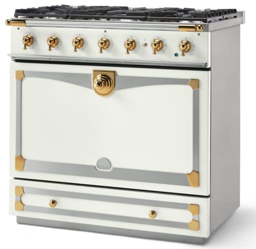 La Cornue CornuFe 90 36" Pure White With Polished Brass Dual Fuel Range - Image 2