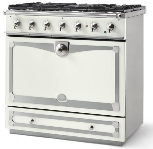 La Cornue CornuFe 90 36" Pure White With Satin Chrome Dual Fuel Range - Image 2