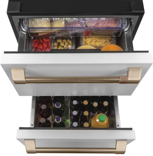 Cafe 5.7 Cu. Ft. Matte White With Brushed Bronze Built-In Dual-Drawer Refrigerator - Image 2