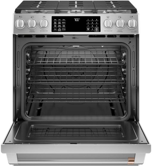Cafe ADA 30" Stainless Steel With Brushed Stainless Smart Slide-In Front Control Gas Convection Range - Image 2