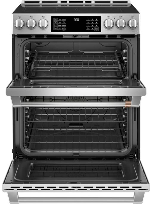 Cafe ADA 30" Stainless Steel Slide-In Front Control Induction & Convection Double Oven Range - Image 2