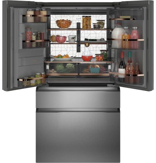 Cafe ENERGY STAR 27.8 Cu. Ft. Platinum Glass Smart 4-Door French Door Refrigerator - Image 2