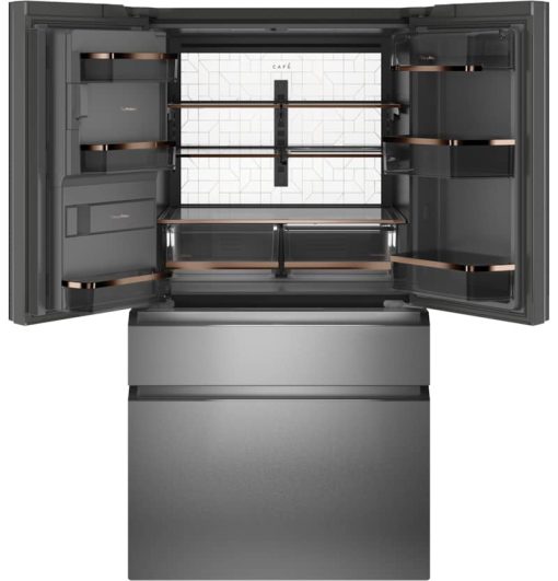 Cafe ENERGY STAR 27.8 Cu. Ft. Platinum Glass Smart 4-Door French Door Refrigerator - Image 3