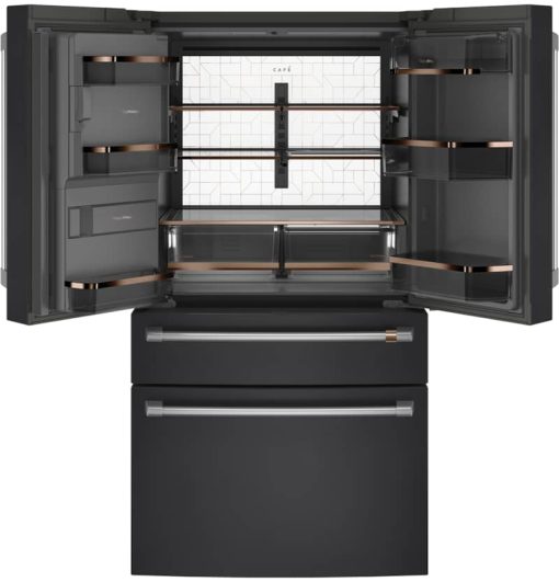 Cafe ENERGY STAR 27.6 Cu. Ft. Matte Black With Brushed Stainless Smart 4-Door French-Door Refrigerator - Image 3