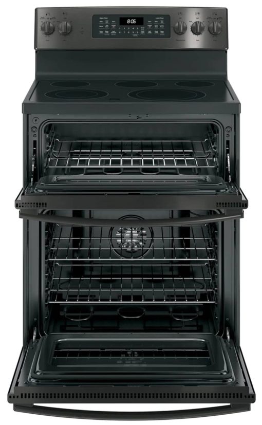 GE 30" Black Stainless Freestanding Electric Double Oven Convection Range - Image 2