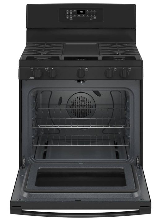 GE 30" Black Freestanding Gas Convection Range With No Preheat Air Fry - Image 2