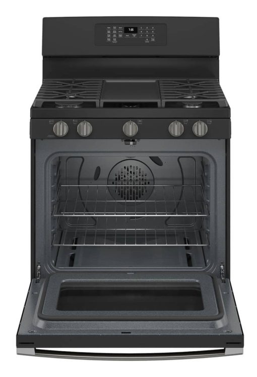 GE 30" Black Slate Freestanding Gas Convection Range With No Preheat Air Fry - Image 2