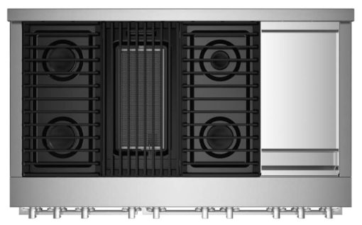 JennAir NOIR 48" Floating Glass Black And Stainless Steel Gas Professional-Style Range With Chrome-Infused Griddle And Grill - Image 2
