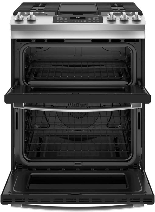 GE ADA 30" Stainless Steel Slide-In Double Oven Convection Gas Range - Image 2