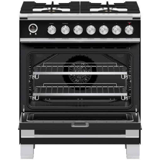 Fisher & Paykel Series 9 Classic 30" Black Freestanding Dual Fuel Range, 4 Burners & Self-Cleaning - Image 2