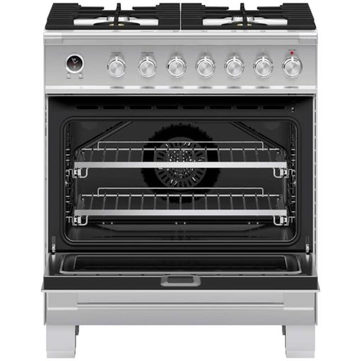 Fisher & Paykel Series 9 Classic 30" Stainless Steel Freestanding Dual Fuel Range, 4 Burners & Self-Cleaning - Image 2