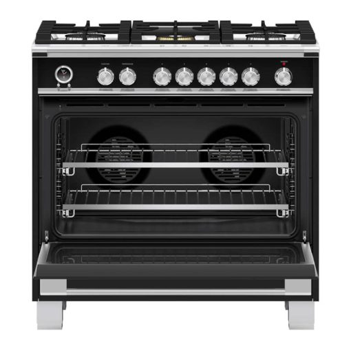 Fisher & Paykel Series 9 Classic 36" Black Freestanding Dual Fuel Range, 5 Burners & Self-Cleaning - Image 2