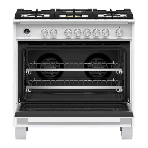Fisher & Paykel Series 9 Classic 36" White Freestanding Dual Fuel Range, 5 Burners & Self-Cleaning - Image 2