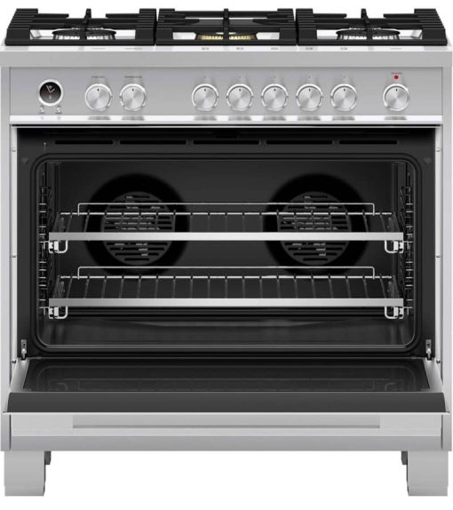 Fisher & Paykel Series 9 Contemporary 36" Stainless Steel Freestanding Dual Fuel Range, 5 Burners & Self-Cleaning - Image 2