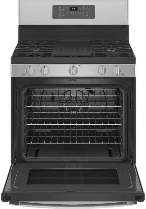 GE Profile 30" Fingerprint Resistant Stainless Steel Freestanding Self Clean Gas Range With No Preheat Air Fry - Image 2