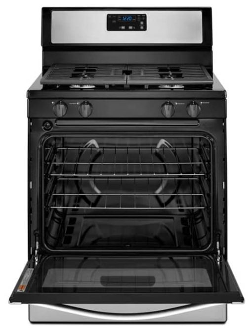 Whirlpool 5.1 Cu. Ft. Black-On Stainless Freestanding 4-Burner Gas Stove - Image 2