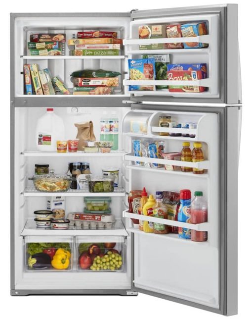 Whirlpool 28" Monochromatic Stainless Steel Top Freezer Refrigerator - Image 2