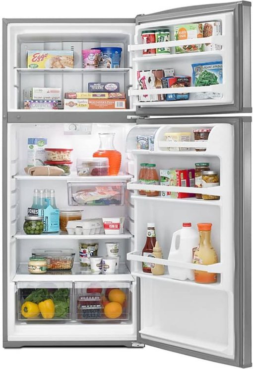 Whirlpool ADA 28" Monochromatic Stainless Steel Top Freezer Refrigerator - Image 2
