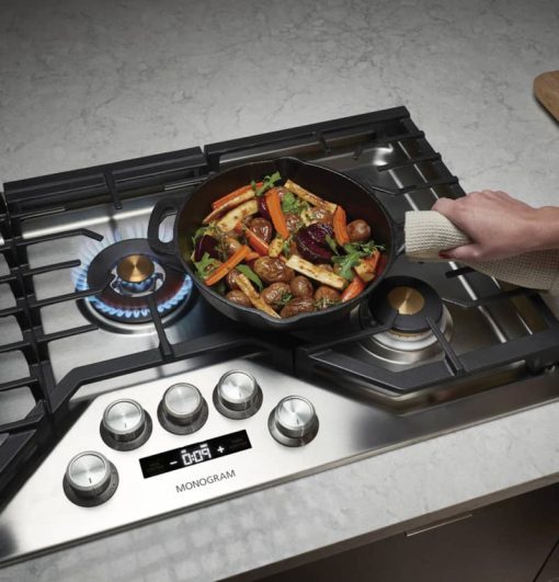 Monogram 36" Stainless Steel Smart Deep-Recessed Natural Gas Cooktop - Image 11