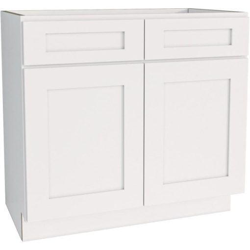 CraftMark Plymouth Shaker 36 In. W x 24 In. D x 34.5 In. H White Sink Base Kitchen Cabinet