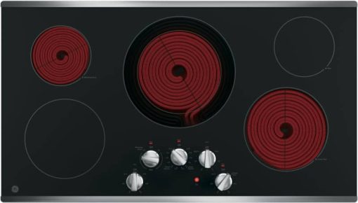 GE ADA 36" Stainless Steel Built-In Knob Control Electric Cooktop - Image 2