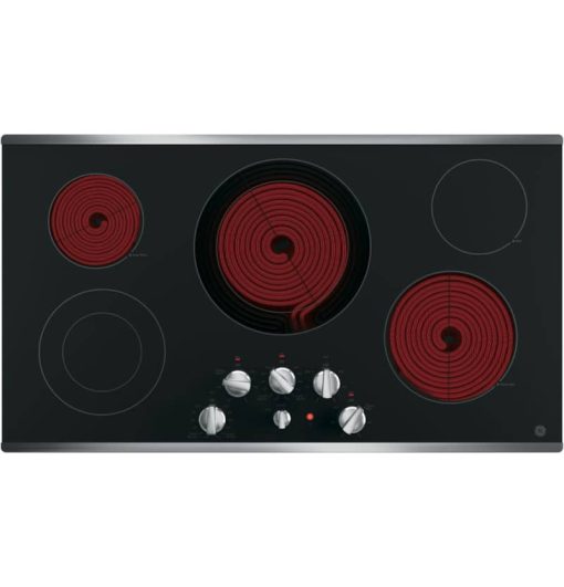 GE ADA 36" Stainless Steel Built-In Knob Control Electric Cooktop - Image 2