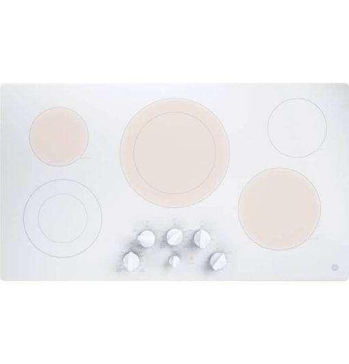 GE ADA 36" White Built-In Knob Control Electric Cooktop - Image 2