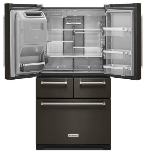 KitchenAid 36" PrintShield Black Stainless Steel Multi-Door Freestanding Refrigerator With Platinum Interior Design - Image 3