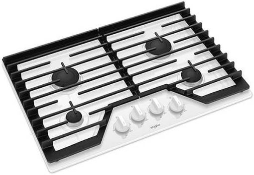 Whirlpool 30" White Gas Cooktop With EZ-2 Hinged Cast-Iron Grates - Image 2
