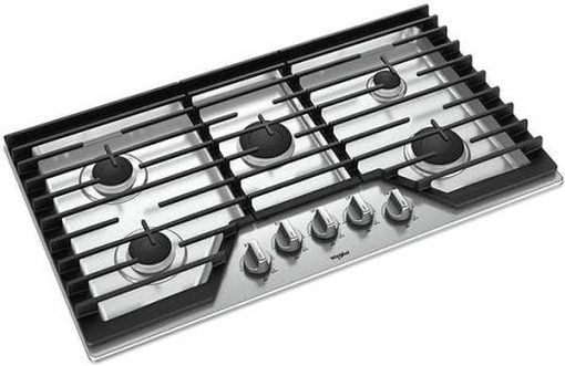 Whirlpool 36" Stainless Steel Gas Cooktop With EZ-2 Hinged Cast-Iron Grates - Image 2