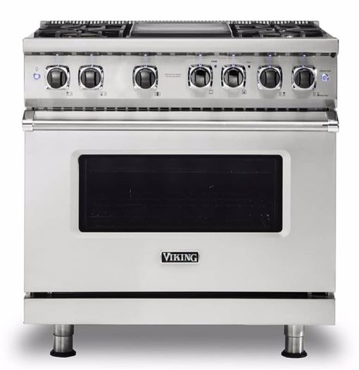 Viking 5 Series 36" Stainless Steel Freestanding Dual Fuel Range With Griddle
