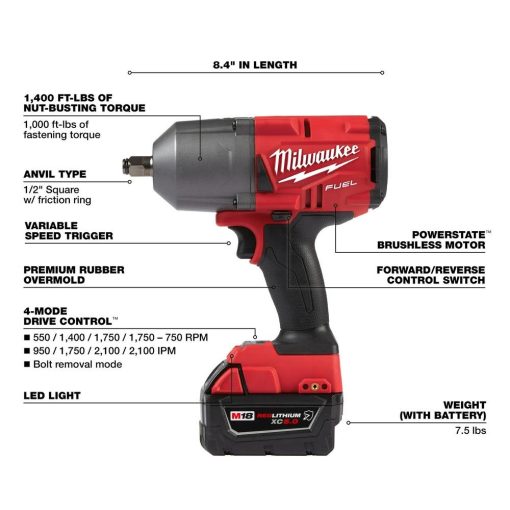 Milwaukee M18 FUEL HTIW with Grease Gun Kit - Image 8
