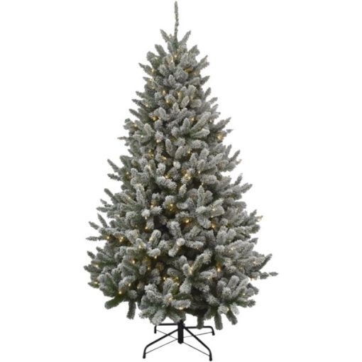 Montana Ridge 7.5 Ft. Flocked Pine 500-Bulb Warm White LED Quick Connect Prelit Artificial Christmas Tree