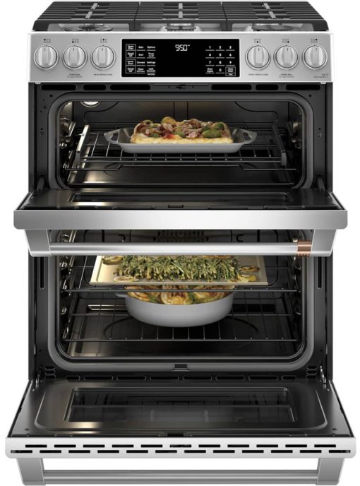 Cafe ADA 30" Stainless Steel With Brushed Stainless Smart Slide-In Front Control Dual-Fuel Double-Oven Range With Convection - Image 3