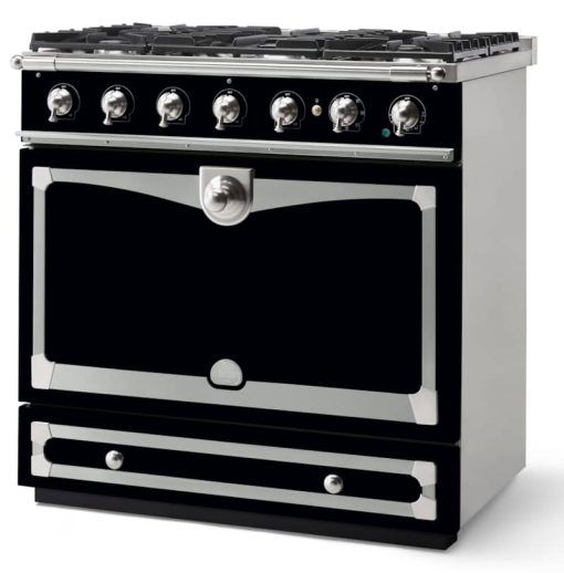 La Cornue CornuFe 90 36" Gloss Black With Satin Chrome Dual Fuel Range - Image 2