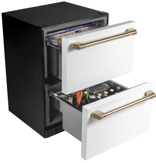 Cafe 5.7 Cu. Ft. Matte White With Brushed Bronze Built-In Dual-Drawer Refrigerator - Image 3