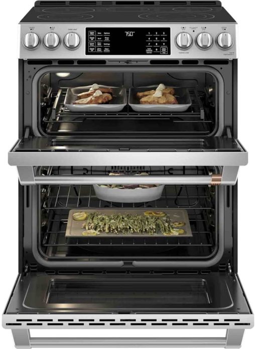 Cafe ADA 30" Stainless Steel With Brushed Stainless Smart Front-Control Radiant And Convection Double-Oven Slide-In Electric Range - Image 3