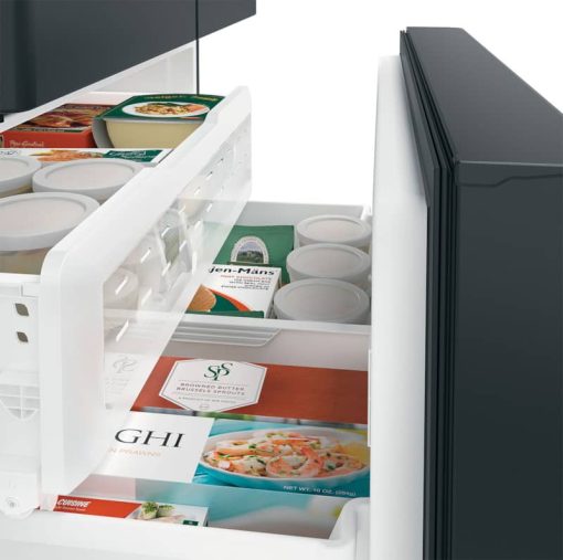 Cafe ENERGY STAR 27.8 Cu. Ft. Matte Black With Brushed Stainless Smart French-Door Refrigerator With Hot Water Dispenser - Image 5
