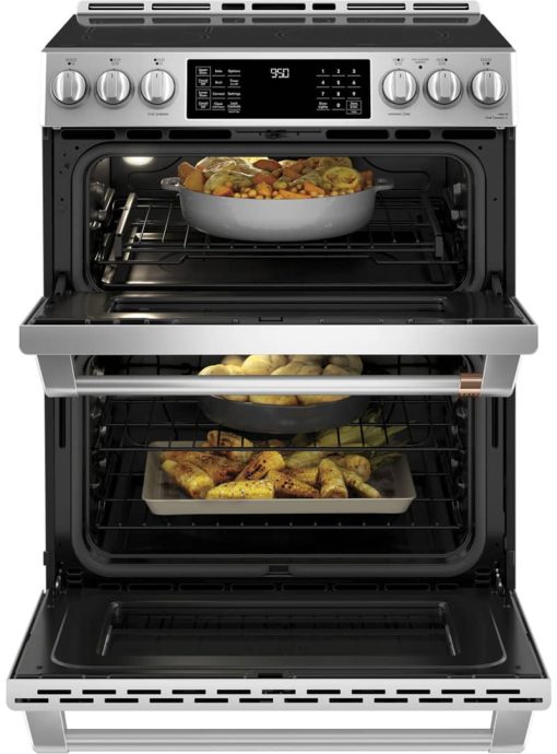 Cafe ADA 30" Stainless Steel Slide-In Front Control Induction & Convection Double Oven Range - Image 3