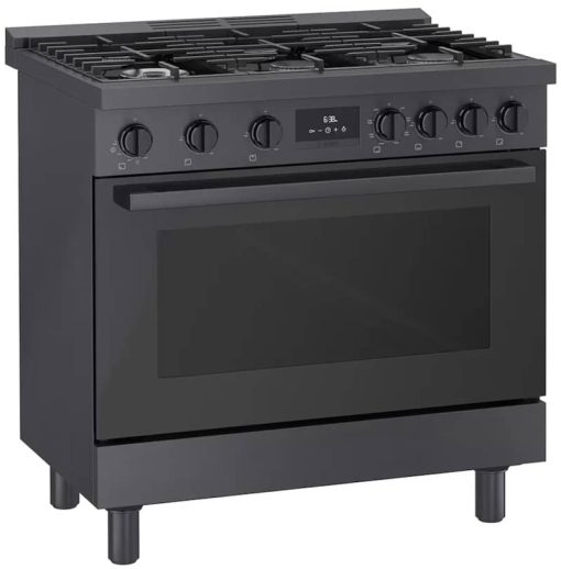Bosch 800 Series 36" Black Stainless Steel Industrial-Style Dual Fuel Range - Image 3