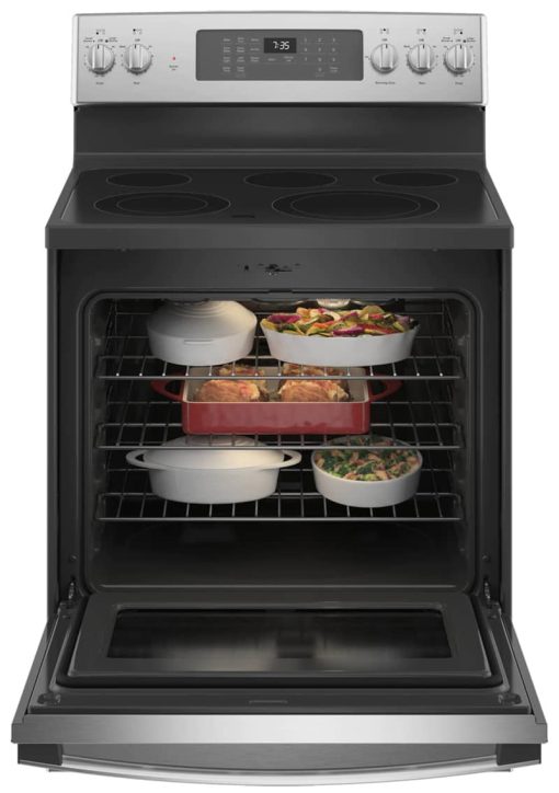 GE 30" Stainless Steel Freestanding Electric Convection Range With No Preheat Air Fry - Image 3