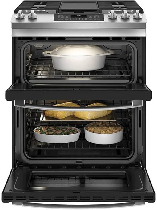 GE ADA 30" Stainless Steel Slide-In Double Oven Convection Gas Range - Image 3