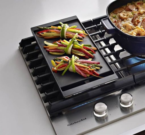KitchenAid 30" Stainless Steel 5-Burner Gas Cooktop With Griddle - Image 3