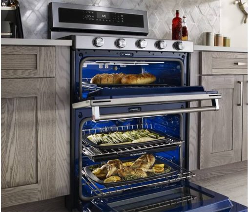 KitchenAid 30" Stainless Steel Dual Fuel Double Oven Range - Image 3