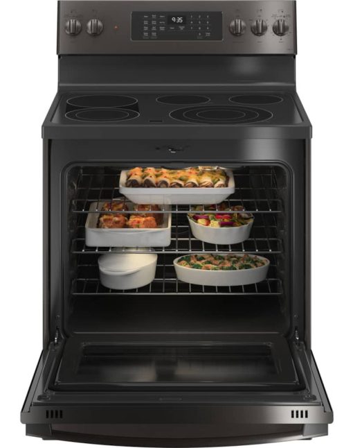 GE Profile 30" Fingerprint Resistant Black Stainless Steel Smart Electric Convection Range With No Preheat Air Fry - Image 3