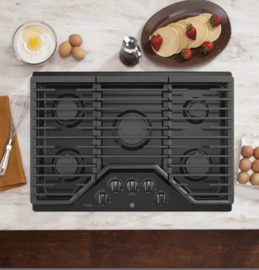 GE Profile ADA 30" Black Stainless Built-In Gas Cooktop With 5 Burners - Image 3