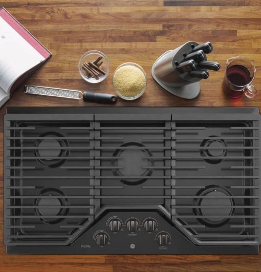 GE Profile ADA 36" Black Stainless Built-In Gas Cooktop With 5 Burners - Image 3