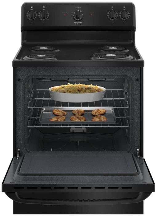 GE Hotpoint 30" Black Freestanding Electric Range - Image 3