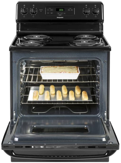 GE Hotpoint 30" Black Freestanding Standard Clean Electric Range - Image 3