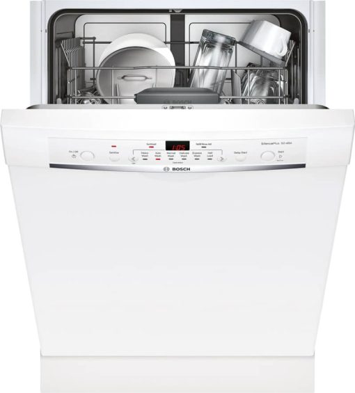 Bosch 100 Series 24" White Recessed Handle Dishwasher - Image 3